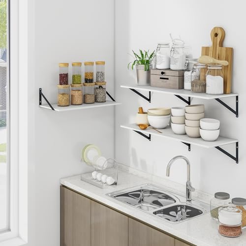 Heimlove 24W x 12D Deep Floating Shelves Set of 2 White