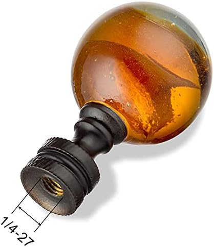 Tawny Crystal Lamp Finial Cap – Handmade Ball Shaped Patterned Glass, 2 Inches Tall, Bronze Finish