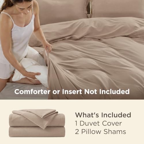 Bedsure Duvet Cover Full Size, 3Pcs Double Brushed Bedding Set, Light Brown