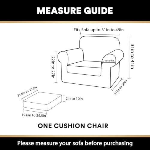 PrinceDeco Velvet Plush Couch Cover Stretch 2 Piece Chair Cover Chair Slipcover Washable Furniture Protector Couch Soft with Elastic Bottom Armchair Cover Width Up to 49 Inch(Small, Mocha)