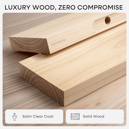 Homeforia 16 Inch Floating Shelves, High-End Solid Pine Wood, Set of 2
