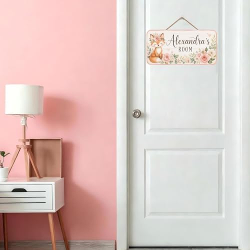 Custom Door Sign Woodland Animals Nursery Wall Art Girls Name Sign Boho Fox Decor