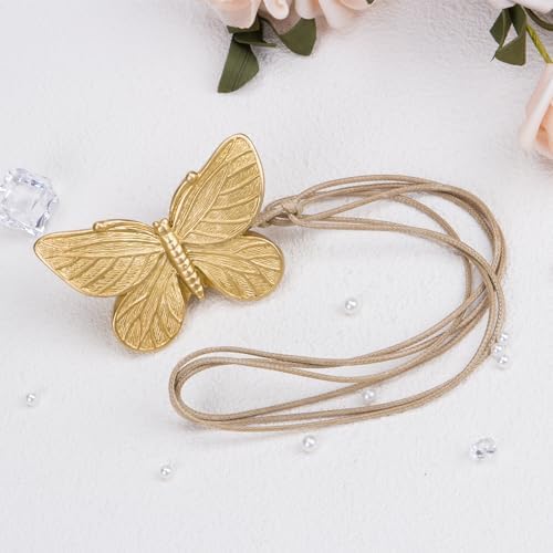 ZORZA 2Pcs Creative Butterfly Flying Bee Curtain Holders Vintage Magnetic Curtain Tiebacks Resin Decorative Curtain Ties for Drapes Home Office Hotel Décor (Butterfly)
