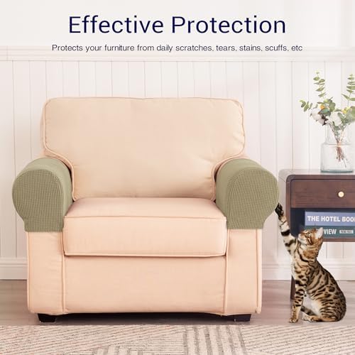 SUBRTEX Stretch Couch Arm Covers Set of 2, Non-Slip Sofa Armrest Slipcovers