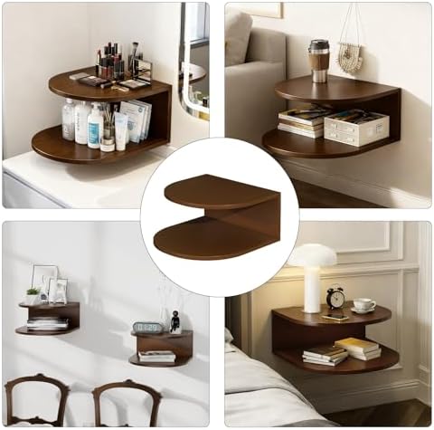 Bamboo Floating Nightstand with Storage Drawer and Modern Open Shelf Cubby，Bedroom, Living Room, Kitchen, Tool Room for use.