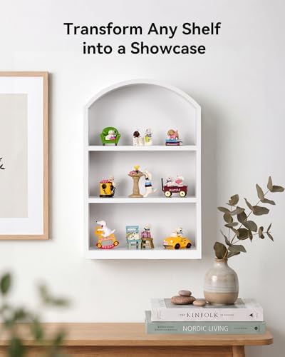 9"x13.5" Small Arched Trinket Display Shelf Shadow Box, White