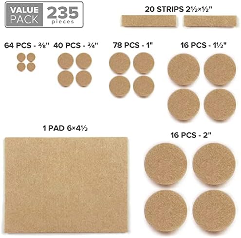 Felt Furniture Pads X-PROTECTOR 235 PCS Premium Furniture Pads - Felt Pads