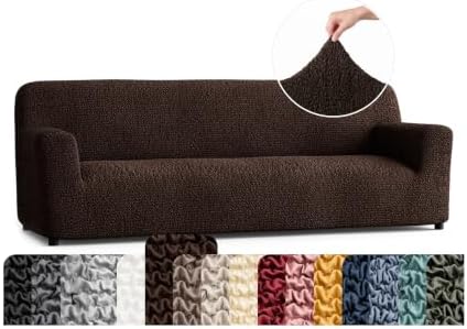 PAULATO Premium Stretch Couch Covers for Sofa - Sofa Chair Cover Washable, Dogs & Pets Friendly - Elastic Polyester Loveseat Slipcovers - Non-Slip Love Seat Couch Covers - Dark Brown (86"-120" Wide)