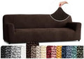 PAULATO Premium Stretch Couch Covers for Sofa - Sofa Chair Cover Washable, Dogs & Pets Friendly - Elastic Polyester Loveseat Slipcovers - Non-Slip Love Seat Couch Covers - Dark Brown (86"-120" Wide)