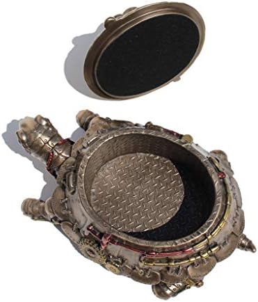 Veronese Design Steampunk Turtle Trinket Box - Antique Bronze Jewelry Storage Box with Secret Compartment, Cold Cast Resin Decorative Statue, 7.25" Long Gift for Women
