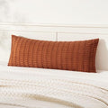 MIULEE Fall Lumbar Corduroy Throw Pillow Cover for Bed 14x36 Dark Rust