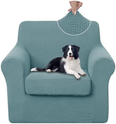 U-NICE HOME 2 Pieces Chair Covers Stretch Chair Slipcover, Light Blue