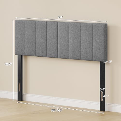GIANTEX Linen Upholstered Headboard for Queen Full Size Bed, Dark Grey