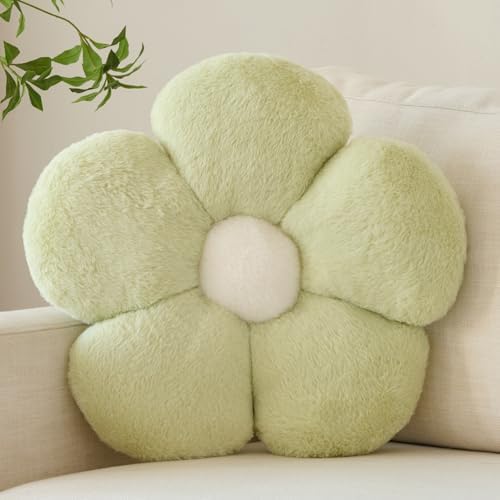 Zlgkjk Flower Pillows, Decorative Throw Pillow with Soft Plush for Couch Bed, Cute Daisy Pillow Cushion Home Decor Floral Throw Pillow (Green, 14.9 Inches)