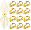 APTWOW Bright Gold Napkin Rings Set of 12, Fall Thanksgiving Table Decor