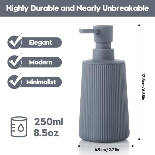 YAUKPH Small Soap Dispenser for Bathroom and Kitchen Matte Gray