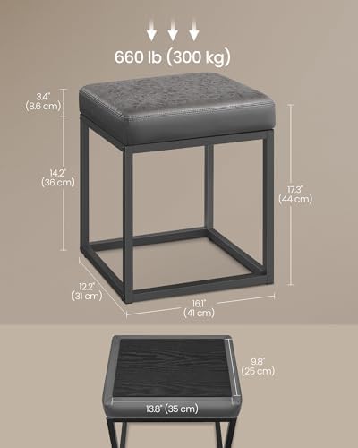 SONGMICS HOME Ottoman, Square Coffee Table, Reversible Top, Steel Frame