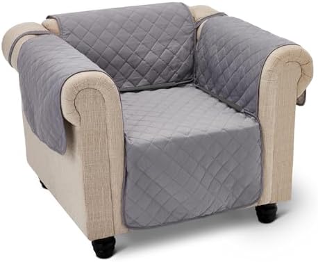 Amazon Basics Reversible Sofa Slipcover, One Seat, Small, Gray/Light Gray