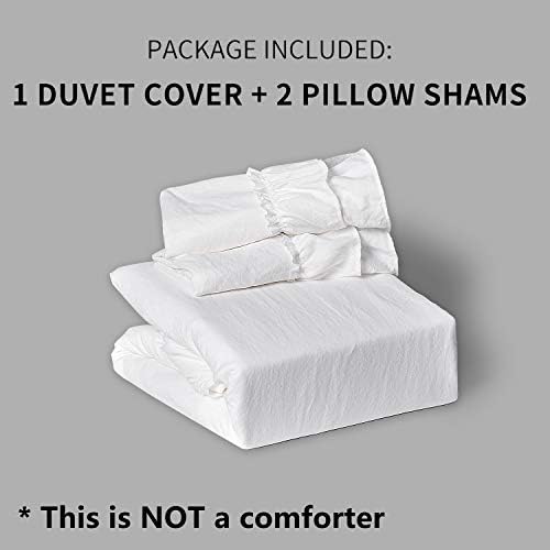 HIG 3 Piece Pre-Washed Off White King Duvet Cover Set