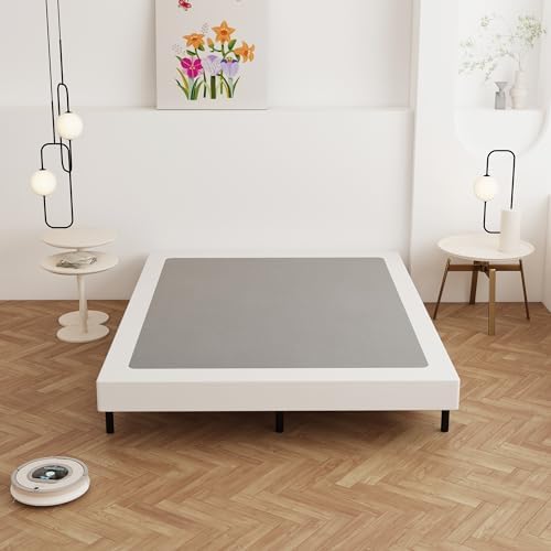 Cal King Box Spring 4 Inch Low Profile Bed Base with Fabric Cover