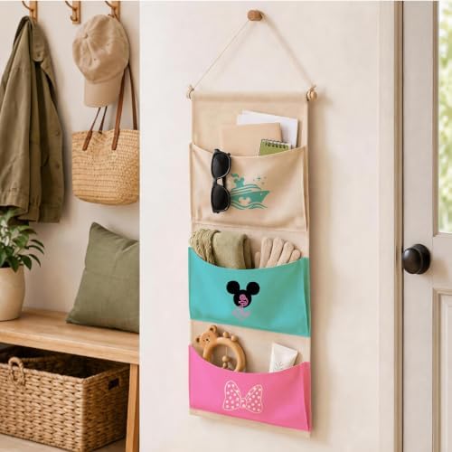 Cute Nautical 3-Pocket Hanging Wall Organizer, Useful Wall Pocket Storage