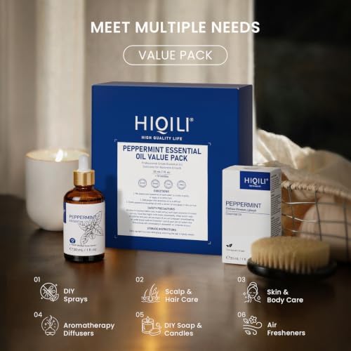 HIQILI Peppermint Essential Oil Wholesale Bulk Set for Skin, Hair Care