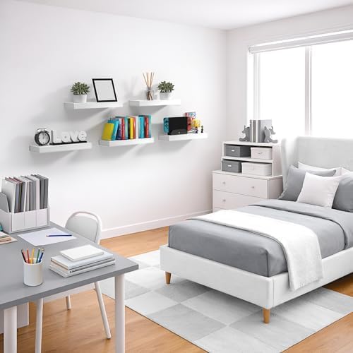 Sorbus 16 Inch Floating Shelves for Wall (2 Pack, White)