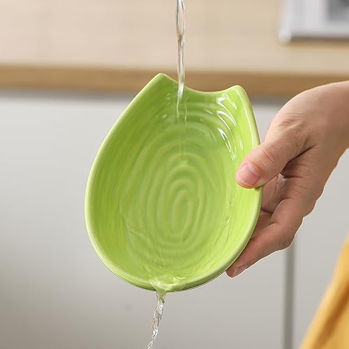 Ceramic Spoon Rest for Stove Top, 5.7 In Spoon Holder for Kitchen Counter