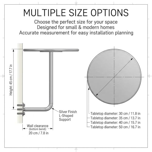 2 PS Wall Mounted Side Table Round Floating Nightstand L-Bracket Bar Table