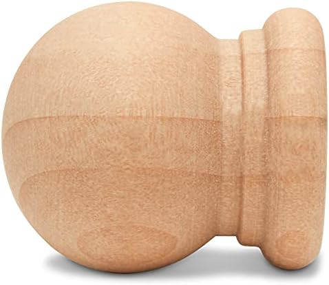 Wood Finials, 3/4 Inch Tall with 1/4 Inch Hole, Unfinished Wood Finials for 1/4 Inch Dowel Rods, Wood Dowel Caps for Crafts and DIY, Pack of 50 by Woodpeckers