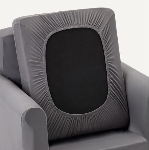Amazon Basics Stretch Spandex Sofa Slipcover with Elastic Bottom, One Seat Sofa, Small, Dark Gray