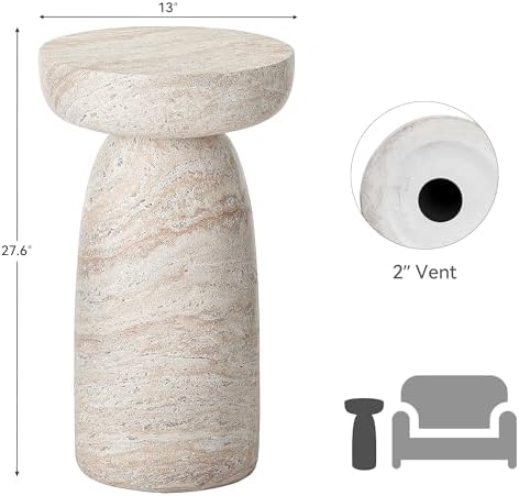 28" Side Table Outdoor, Large Modern Geometric End Table