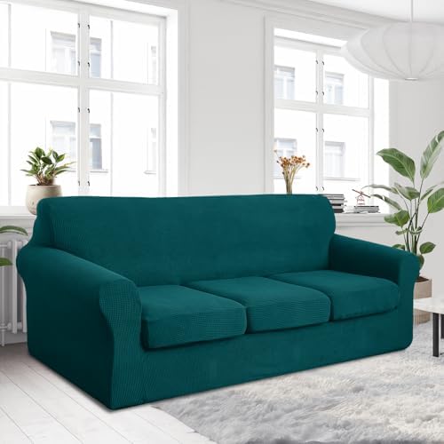 U-NICE HOME 4 Pieces Oversized Stretch Couch Cover Slipcover, Blue