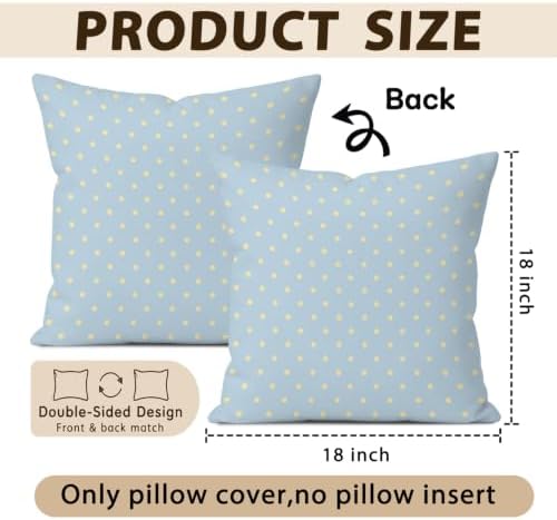 Cute Blue Yellow Polka Dot Room Decor Pillow Cover 18x18
