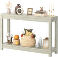 Besiost 47" Farmhouse Wood Entryway Table Narrow Console Table with Storage Behind Couch Sofa Table with Shelves Entry Way Table with Open Storage,Classical Washed Oak