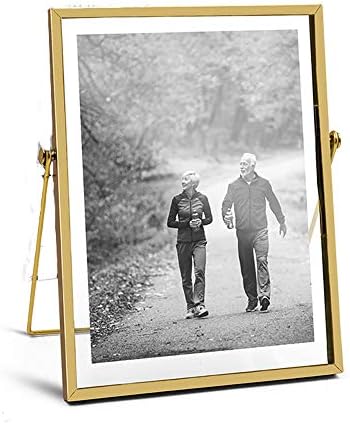 AceList Glass Picture Frame, 5x7 Metal Geometric with Clear Cover