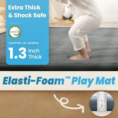 1.3" Thick Baby Play Mat for Floor,71x79 Large Memory Foam Tummy Time Mat