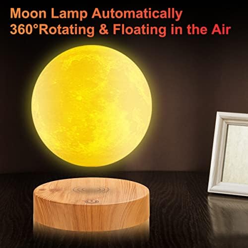 Levitating Moon Lamp, Floating 3D Moon Light Spinning 3 Colors LED Moon Magnetic Levitation Night Lights for Room Office Decoration Cool Gifts