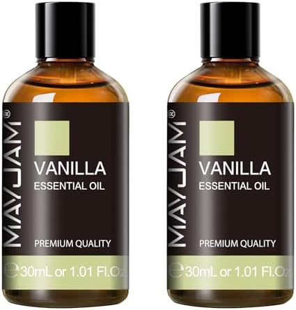 Vanilla Essential Oil 30ml/1.01fl.oz, MAYJAM Premium Vanilla Oils for Aromatherapy, Diffuser, Soap Making, Candle Making, Long Lasting Scents (Pack of 2)