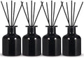 4 Pack Perfume Reed Diffuser Bottle,Empty Big Belly Aromatherapy Essential Oil Bottles Glass Jar with Black Sticks for DIY Fragrance Replacement Diffuser Sets (150ml/ 5 oz, Black Color)