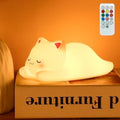 LOVERUIS Cute Night Light for Kids Cat Night-Light Remote Control Baby Girl Squishy NightLight 1/3 Hour Timer Kitty Light Dimmable Nursery Lamp Colorful Nightlight Gift for Kid Kawaii Bedroom (CAT)