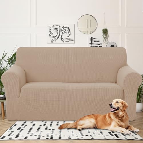 U-NICE HOME Oversized Stretch Loveseat Couch Cover, Camel