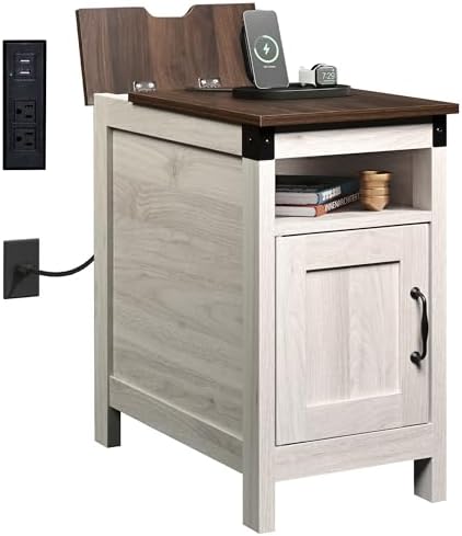WLIVE End Tables for Living Room & Bedroom w/Charging, Narrow Nightstand