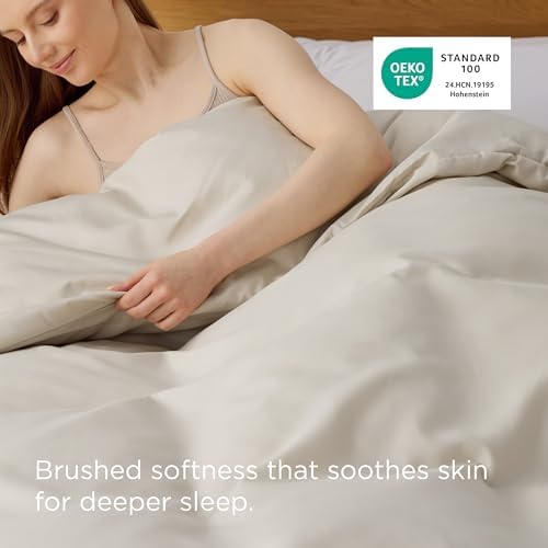 Bedsure Duvet Cover King Size, 1Pc Soft Double Brushed Bedding, Beige