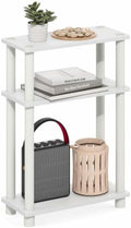 Furinno Turn-N-Tube Narrow Side Table, 3-Tier Rectangular Modern End Table with Storage Shelf, Slim Toolless Assembly Nightstand, Night Stand, Bedside Table, for Living Room, Bedroom, White