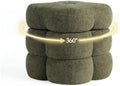 Get Set Style 360° Swivel Flower Ottoman, Linen Vanity Stool Footrest with 300LBS Capacity, No Assembly Small Space Accent Chair for Living Room Bedroom Entryway (Olive Green)