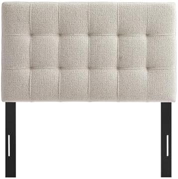Modway Lily Twin Size Headboard with Biscuit Tufting in Dove - Fabric Upholstery with Padded Design and 5 Height-Adjustable Mounts