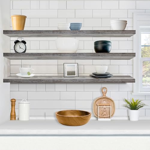 Sorbus Floating Shelves for Wall Storage (55 Inch, 3 Pack, Gray)