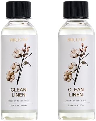 Airkeep Reed Diffuser Oil Refill/Clean Linen/3.38 oz(100ml)/2 Pack/Scented Oil Refill for Reed Diffuser Home Fragrance for Bedroom, Bathroom Office Home Decor