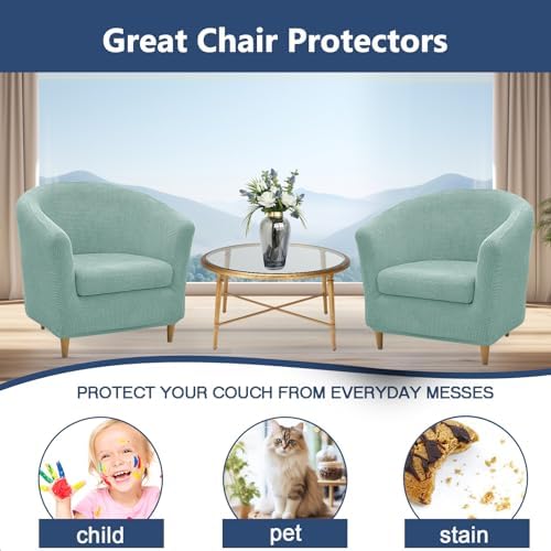 NILUOH Club Chair Slipcover 2-Piece Stretch Barrel Chair Covers Jacquard Tub Chair Slipcovers Soft Armchair Sofa Covers for Living Room